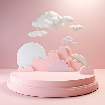 3d illustration of a platform with clouds. © princess