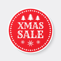 Xmas sale label, sticker or icon. Christmas discount banner. Price off sign, logo or circle badge design. Vector illustration.