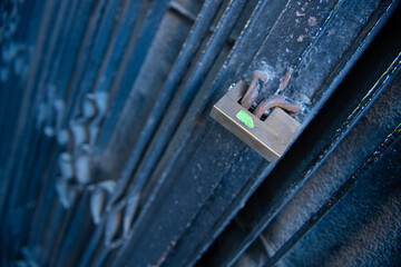 Shutter door. Colorful shutters. Steel shutter door of warehouse, storage or display case for metal door background and textured.	
