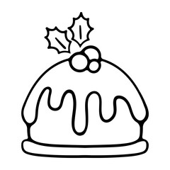 Christmas Cake icon. Vector illustration beautiful modern cakes, such as chocolate cake, Napoleon cake, tiramisu. New Year, Christmas, holiday, gift, Santa, celebration, January 1, winter.