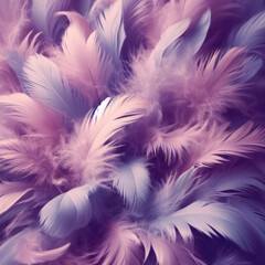 Close up Ultra Violet feathers closeup Abstract pastel purple soft fluffy texture background design. ai generative