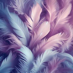Close up Ultra Violet feathers closeup Abstract pastel purple soft fluffy texture background design. ai generative