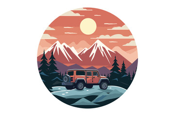 Winter camping vector illustration, Camping on winter Season