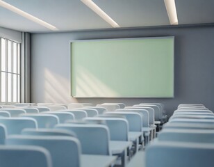 screen projector board in classroom for the video for students, business presentation .