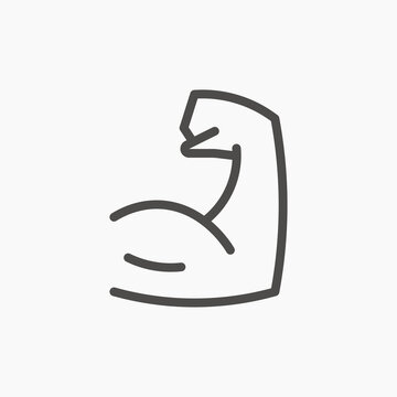 Flexing bicep muscle arm strength, power icon vector isolated. Fitness, sport symbol