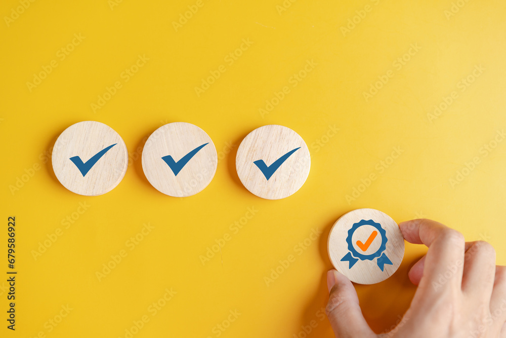 Poster Quality Certificate and Checklist document analyst target marketing planning assignment with quality management. Standardization, certification. Compliance to regulations service and standards.