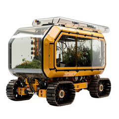 Solar-Powered Agriculture Robot Isolated on Transparent or White Background, PNG