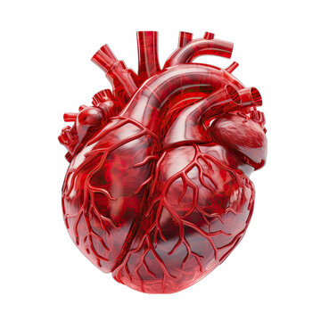 Human Heart Isolated on Transparent or White Background, PNG
