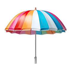 Obraz premium Colorful Beach Umbrella Isolated on Transparent or White Background, PNG