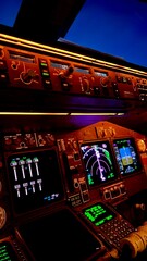 cockpit view Boeing 747 by night
