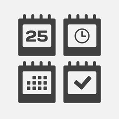 Icon page calendar - 25 day, agenda, timer, done