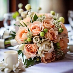 wedding bouquet on the table