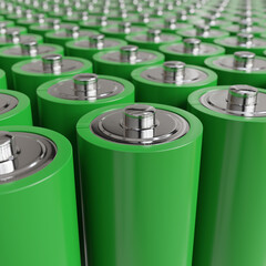 Green And Metallic AA Batteries
