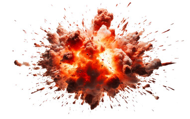 Generative AI image of explosion isolated on a plain white background