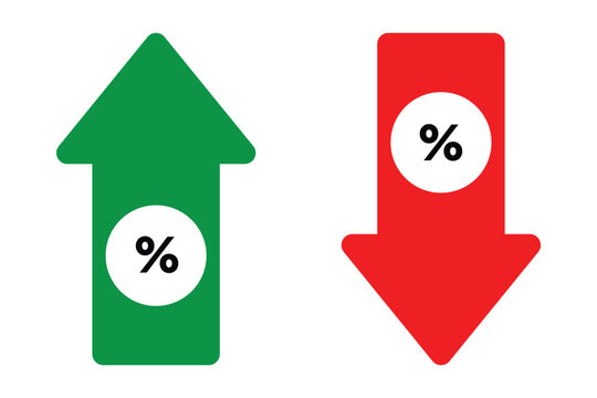 Green up and red down percentage arrows