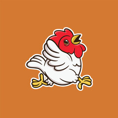 cute jumping chicken logo design, stickers, posters, printing and other uses