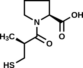 Captopril structural formula, vector illustration