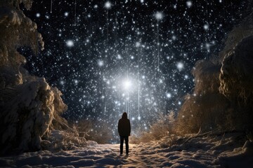 A magical snowfall that turns into sparkling stars upon touching the ground.