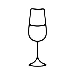Glass of Alcohol set icon. Bottle, wineglass, glass, leaf, wine, grape, clock, time, aging, restaurant. Drink concept. New Year, Christmas, holiday, gift, Santa, celebration, January 1, winter.