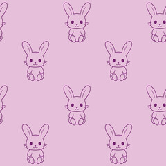 Little bunny seamless pattern. Cute rabbit sitting.
