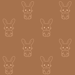 Little bunny seamless pattern. Cute rabbit sitting.