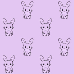 Little bunny seamless pattern. Cute rabbit sitting.