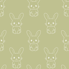 Little bunny seamless pattern. Cute rabbit sitting.