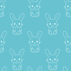 Little bunny seamless pattern. Cute rabbit sitting.