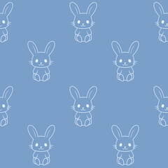 Little bunny seamless pattern. Cute rabbit sitting.