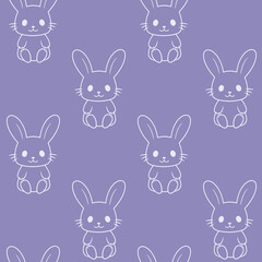 Little bunny seamless pattern. Cute rabbit sitting.