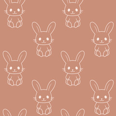 Little bunny seamless pattern. Cute rabbit sitting.