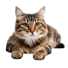 Obraz premium Cat Lying Down Isolated on Transparent or White Background, PNG