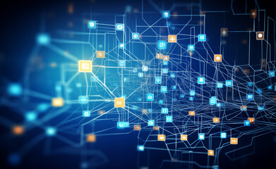 Futuristic Data Symphony: Navigating the Digital Realm. Abstract technology background featuring a data structure mind map.
