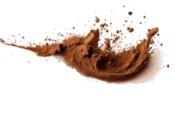 Zelfklevend Fotobehang Flying Coffee Powder Scattered On Transparent Background © Amin