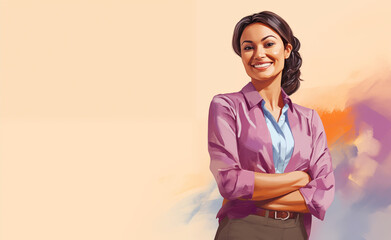 A Stylish Portrait of a Happy Fashion Businesswoman. Confidence and style of the businessman with a genuine smile.