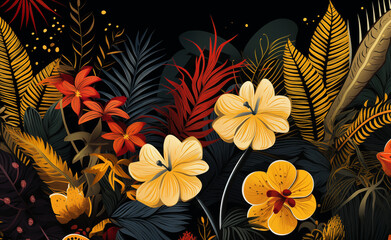 Tropical Elegance: A Modern Jungle Plants Collage