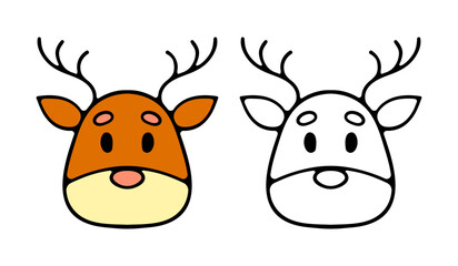 Christmas deer line icon in simple design on a white background. Deer of Santa claus. Present, gift, new year, Santa, holliday. winter, snow.