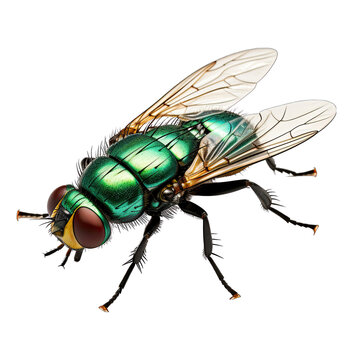Common Green Bottle Fly Isolated on Transparent or White Background, PNG