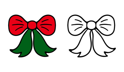 Christmas bow with decorations, Christmas tree decoration, New Year, Christmas, holiday, gift, Santa, celebration, January 1, winter.