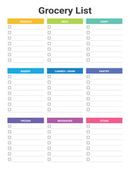 Grocery Planner, Grocery List Printable Template