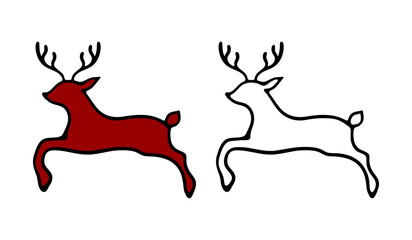 Christmas deer line icon in simple design on a white background. Deer of Santa claus. Present, gift, new year, Santa, holliday. winter, snow.