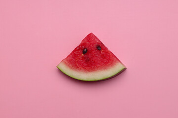 Sliced of watermelon isolated on pink background.