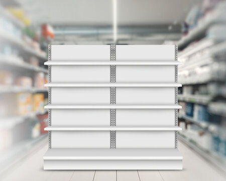 Gondola end for Super Markets 3D Illustration front view single.
