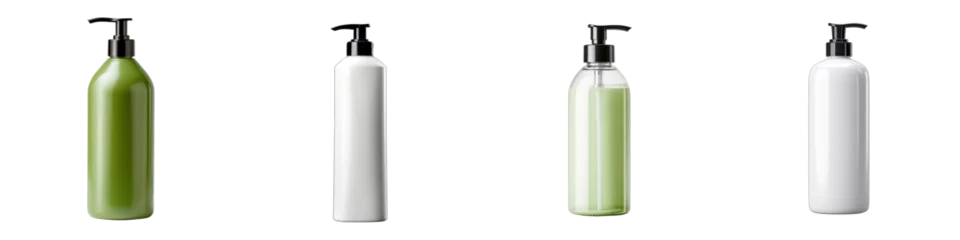 Poster Plastic pump bottle for shampoo cosmetic  Hyperrealistic Highly Detailed Isolated On Transparent Background Png File © Wander Taste