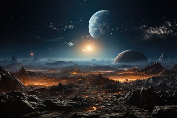 Earth as Seen from the Surface of the Moon. by generative AI