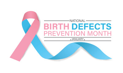 Birth Defects Awareness Month Vector Illustration. Banner, poster, card, background design with ribbon and show shadow design.