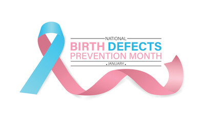 Birth Defects Awareness Month Vector Illustration. Banner, poster, card, background design with ribbon and show shadow design.