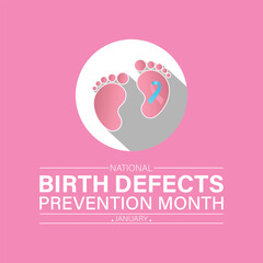 Birth Defects Awareness Month Vector Illustration. Banner, poster, card, background design with ribbon and show shadow design.