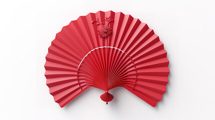 Chinese paper fan umbrella on white background, Design creative concept of chinese festival. generative ai - obrazy, fototapety, plakaty