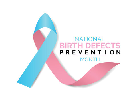 Birth Defects Awareness Month Vector Illustration. Banner, poster, card, background design with ribbon and show shadow design.